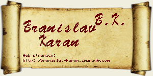 Branislav Karan vizit kartica